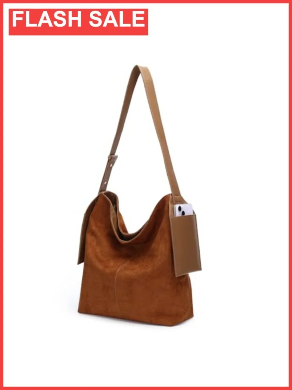 Soft Slouchy Suede Leather Hobo Shoulder Bag Adjustable Strap Vegan Faux PU